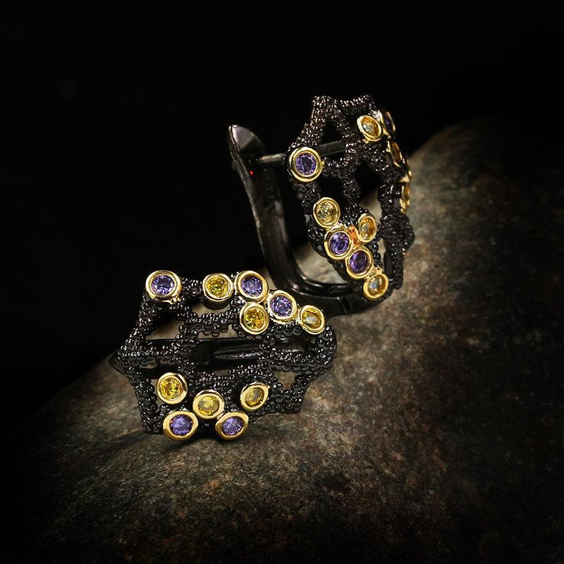 Retro Creative Hollow Zircon Flower Earrings Female Simple and Versatile Earring Jewelry for Women Wedding Party Gift