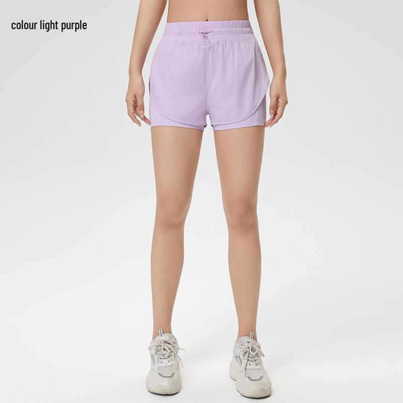 Women's Cooling Sun Protection Sports Shorts, Bare Feel Running & Yoga Skirt, Fake Two-Piece Anti-Exposure Design