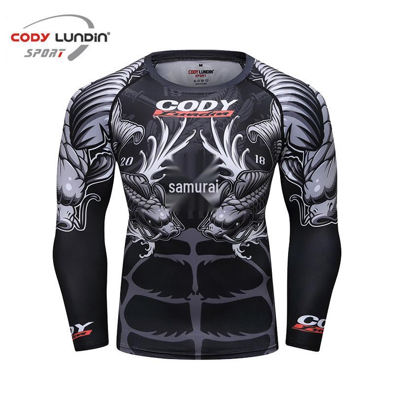 Men's Long Sleeve Elastic Compression Shirt - Anti-Abrasion Jiu-Jitsu Training Body Shaper