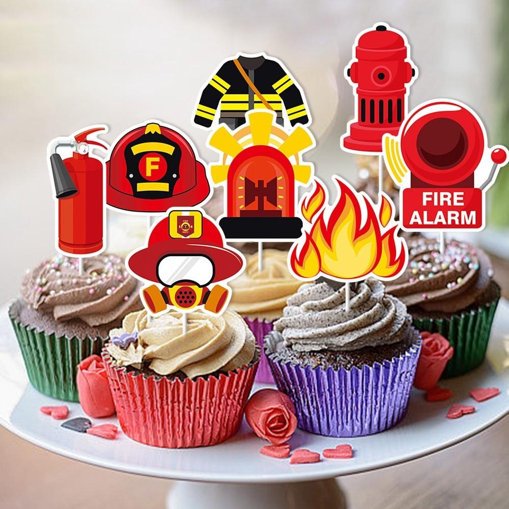 Birthday Fire Themed Cake Decoration Plugin Eight Piece Sets Party Props