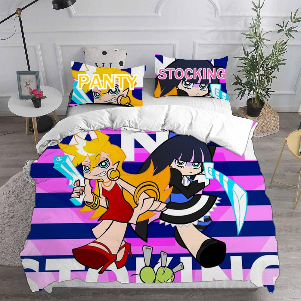 Аниме Постельный набор Panty & Stocking with Garterbelt - Одеяло Пододеяльник и Наволочка - Набор из 2-3 предметов для детей и взрослых