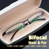 Business Style Bifocal Reading Glasses Women Men Progressive Vision Adjustment Eyeglasses Converted Light Multifocal +1.0 ~ +4.0