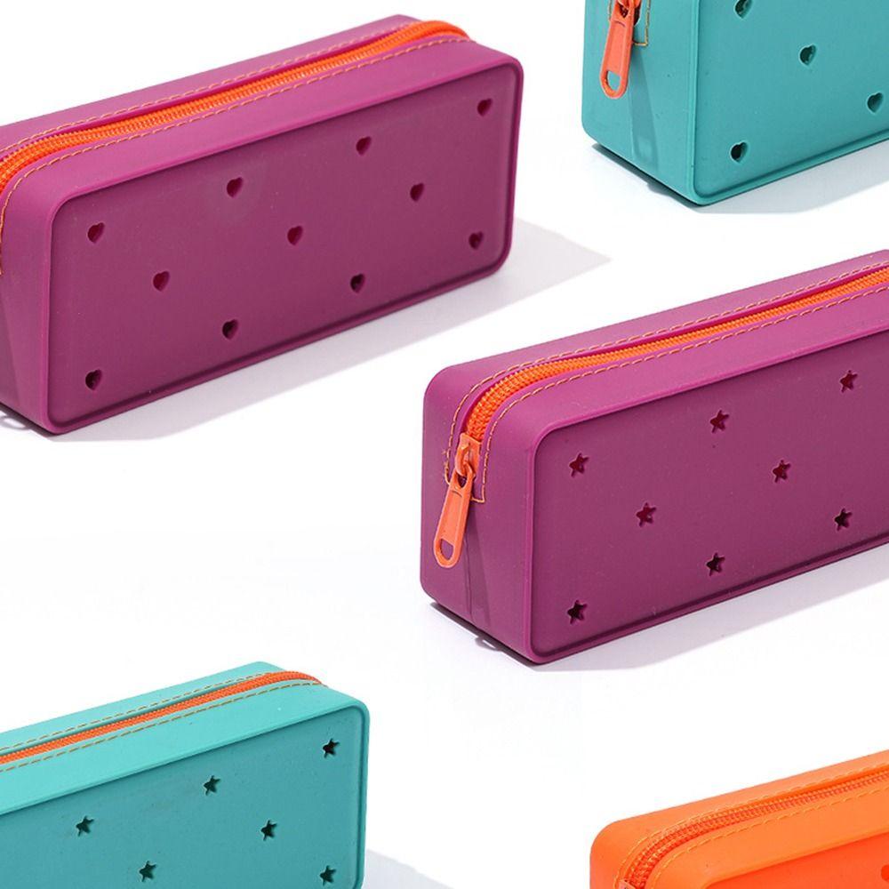 Waterproof Silicone Pencil Case Breathable Stationery Storage Bag Cute Makeup Organizer  Office