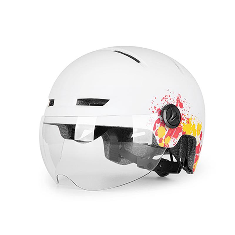 Bicycle Helmet Outdoor Cycling Helmet Integrated Molding Goggles with Taillights for Men and Women Universal Mountain Bikes