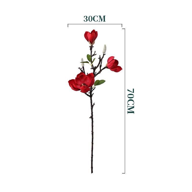 Bouquet di Magnolia Real Touch di Alta Qualità 70cm Per Composizione Floreale 3 Teste PU Fiore Artificiale Matrimonio Casa Soggiorno Decor