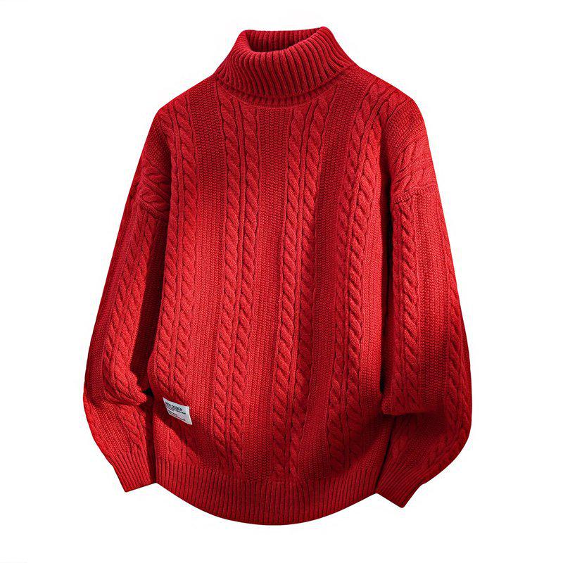 

High-End Trendy Men s Two-Collar Jacquard Sweater - Fashionable Base Layer for Casual Youth 4XL червоний