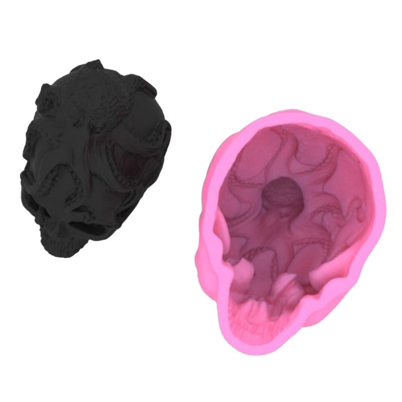 Octopus Skull Ornament 3D Candle Soap Mould DIY Candle Epoxy Mold Handmade Candle Aroma Wax Soap Molds for Decorations