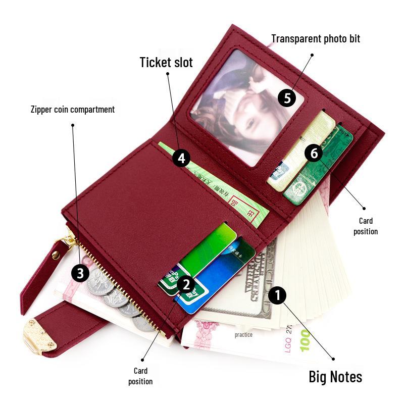 Women's Zipper Short Wallet Clasp Fresh Literary Square Coin Purse