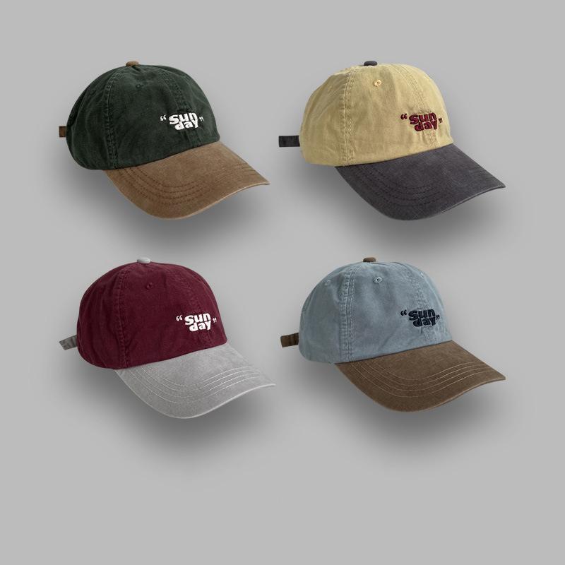 Fashion Hat niche contrasting color design cap personality fashionable Korean outdoor retro sports hat soft top baseball cap men and women