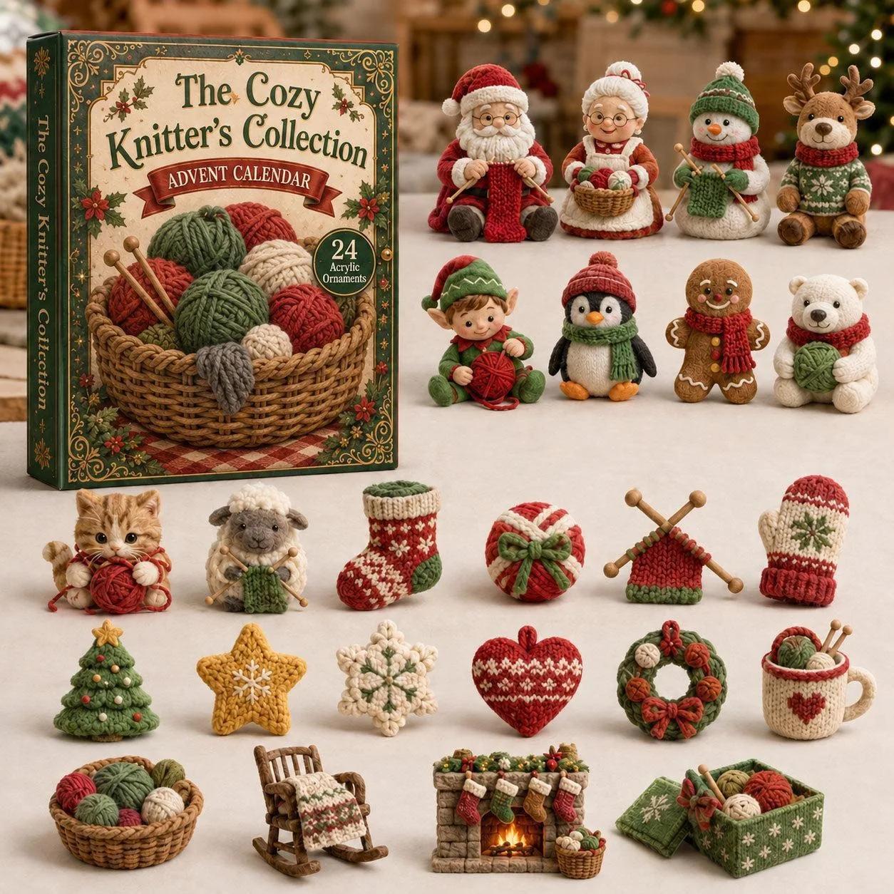24-Tage Mini Weihnachtsstein-Ornament Adventskalender, Einzigartige Designs, Baubare Steine, Aufhängeschlaufen Enthalten, Feiertagskalender