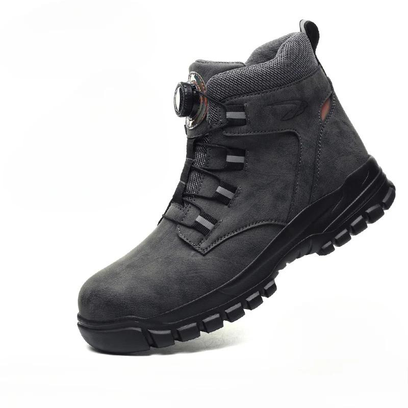 

Модные вращающиеся кнопки новые защитные ботинки мужские противоударные антипрокольные рабочие ботинки модная мужская спортивная обувь защитные ботинки мужские 37