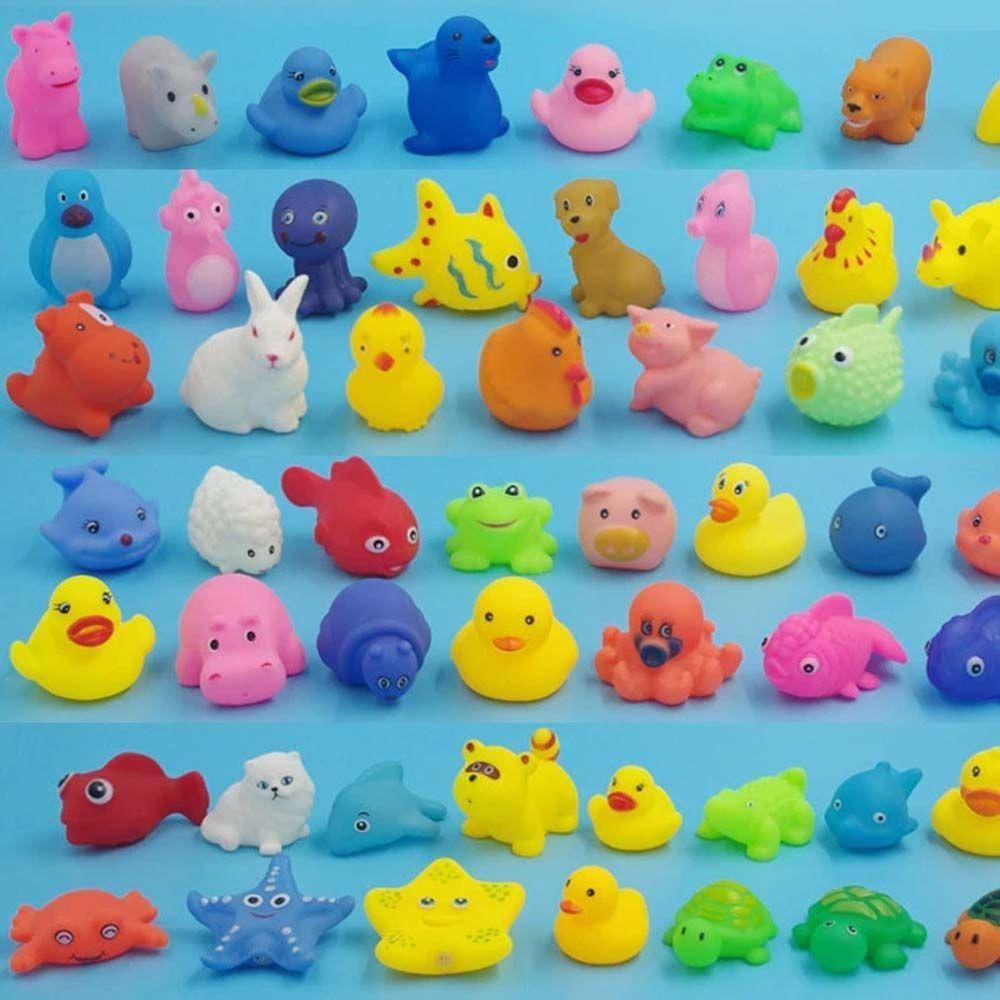 Cute Animals Float Baby Gift With Mesh Bag Classic Toys Swimming Water Toy Bath Toy Soft Rubber