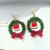 Retro Mistletoe Christmas Earrings Bowknot Heart Ear Studs Sweet Plush Xmas Pendant  Unisex
