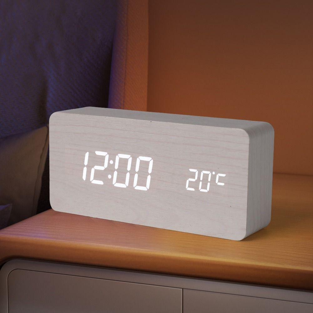 Multi-functional Digital Clock Wood Smart Alarm Clock Versatile Desktop Clock Desk Use