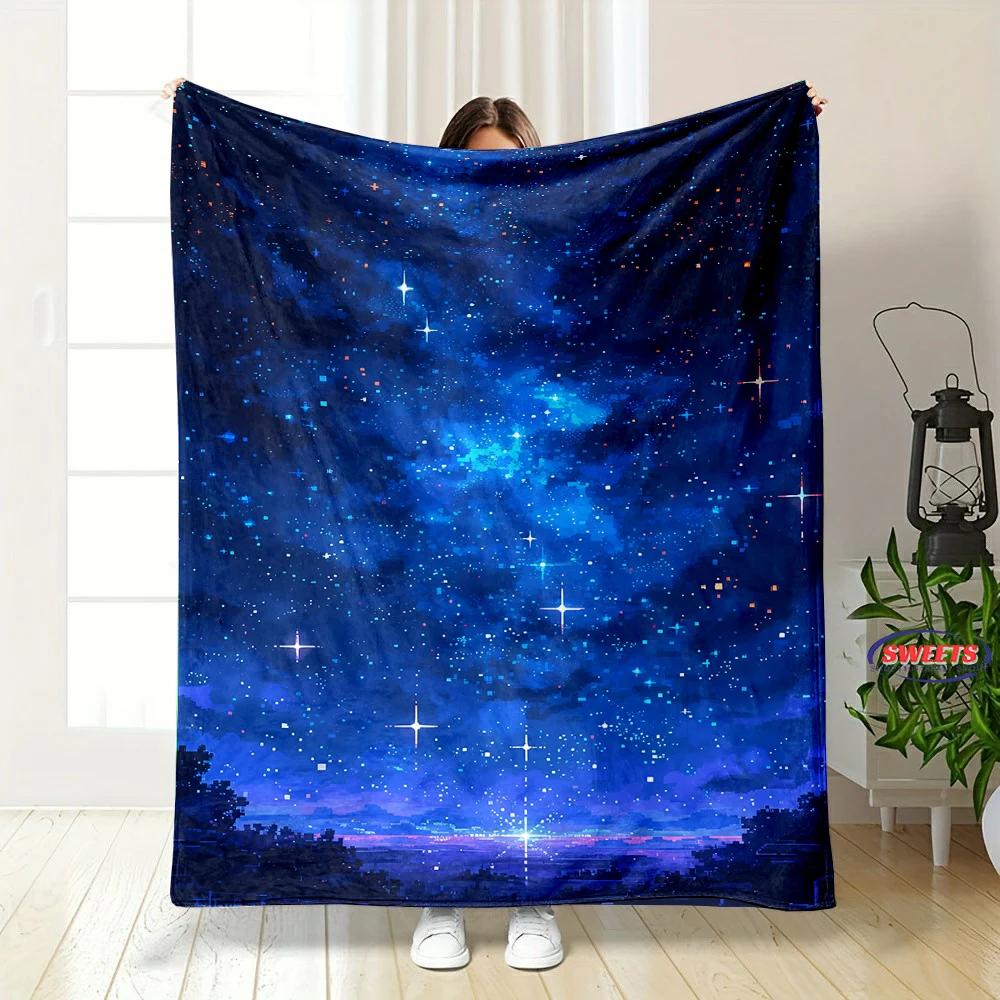 Comfortable and Soft Starry Sky Theme Blanket, Add Beauty To The Home, All Seasons, Home Office Can Be Used, Nap Camping Blanket