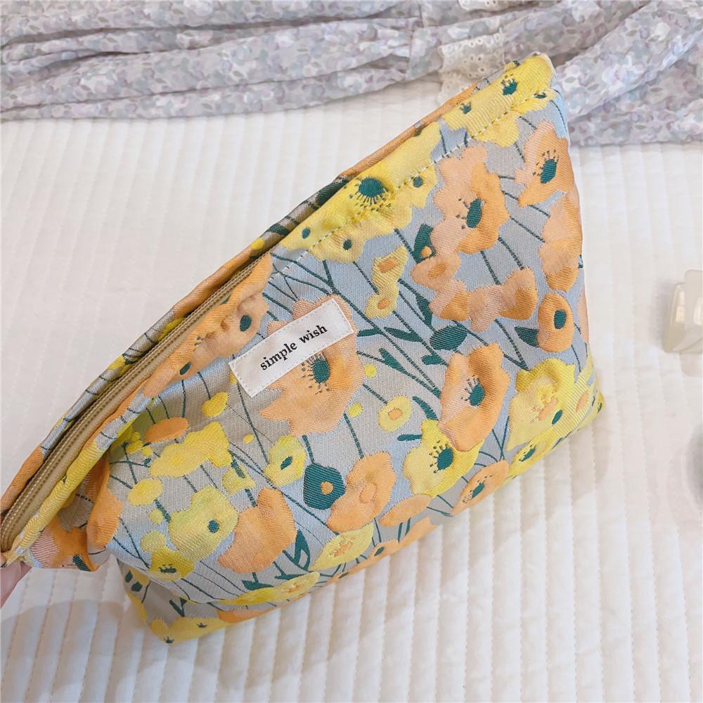 Simple Pattern Makeup Bag Travel Toiletry Organizer Pouch Canvas Cosmetic Bag