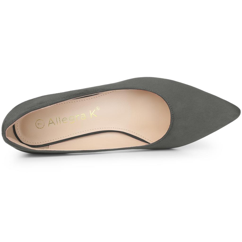 Allegra K Women's Wedge Heel Slip-On Pointed Toe Pumps, Gray, Size 24.0cm