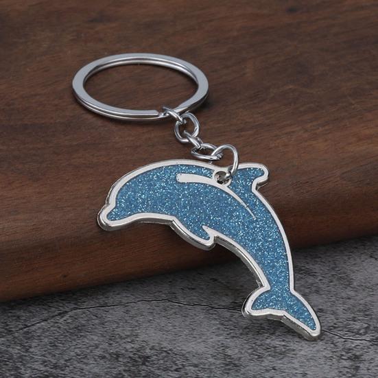 Sparkling Dolphin Keychain Pendant Lightweight Metal Keychains Creative Cartoon Animal Keyring Sea Themed Keychain for Men Women