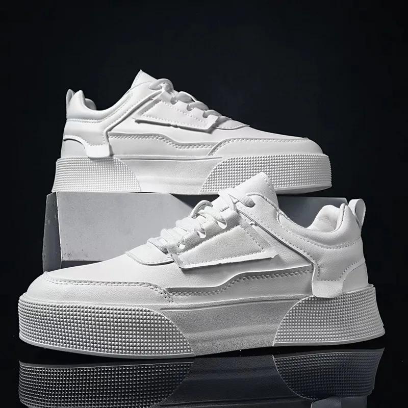 Spring and Summer Men's Little White Shoes  New Thick Sole Elevated Sports Board Shoes Man's Korean Board Casual Mens Shoes