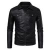 Men's Lapel Leather Jacket Autumn Oversized Slim Motorcycle Riding Suit PU Leather Waterproof Work Clothes
