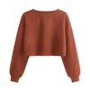 Women's Fashion Retro Printed Camedy Navel-baring Long-sleeved Pullover Sweatshirt