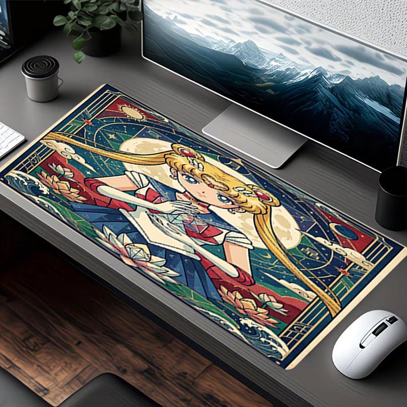 Sailor Moon Aufdruck Mauspads, für Tastaturpad Laptop PC Matte für Büro Heimgebrauch, Schreibtischdekoration, Perfektes Geburtstagsgeschenk für Gamer