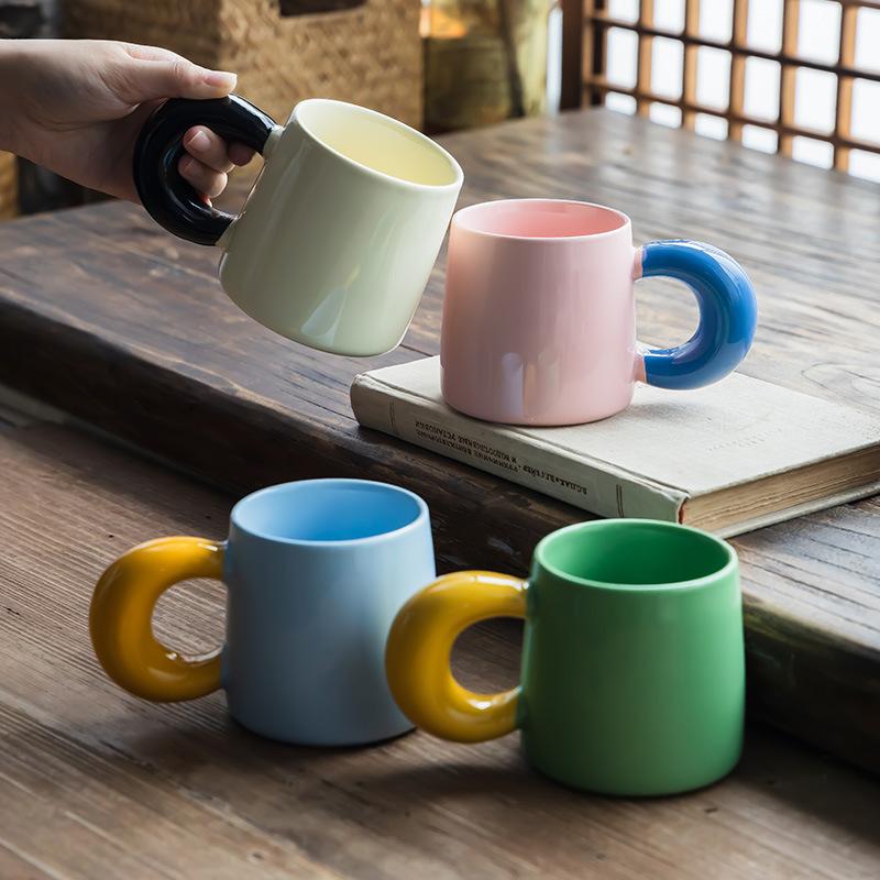 High Value Ceramic Moon Mug Retro Style Household Cup Breakfast Milk Cup Water Cup Juice Cup Coffee Cup