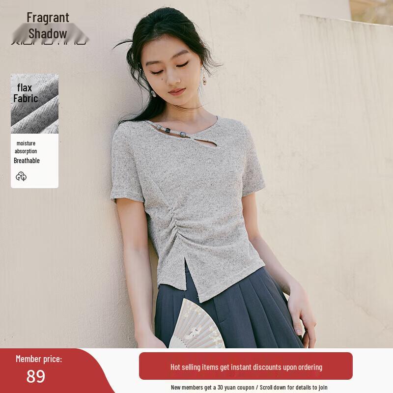 Xiangying Women s Straight-Shoulder Slim Fit T-Shirt M