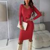 2024 Autumn/Winter Sexy Backless Deep V-Neck Long Sleeve Dress for Women - European & American Style