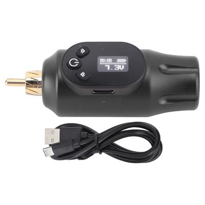2000mAh Kabellose Tattoo-Stromversorgung RCA-Schnittstelle Digitales Display Kabellose Tattoo-Akkuversorgung Schwarz