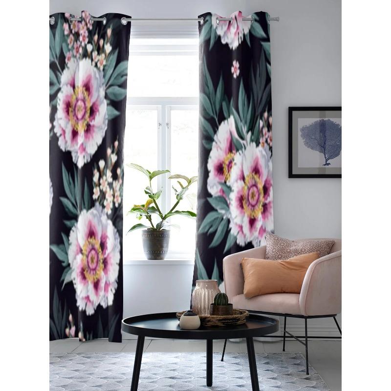 Weiße Pfingstrose Fenster Vorhang Für Wohnzimmer Schlafzimmer Dekoration Vorhänge Luxus Küche Raffgardinen