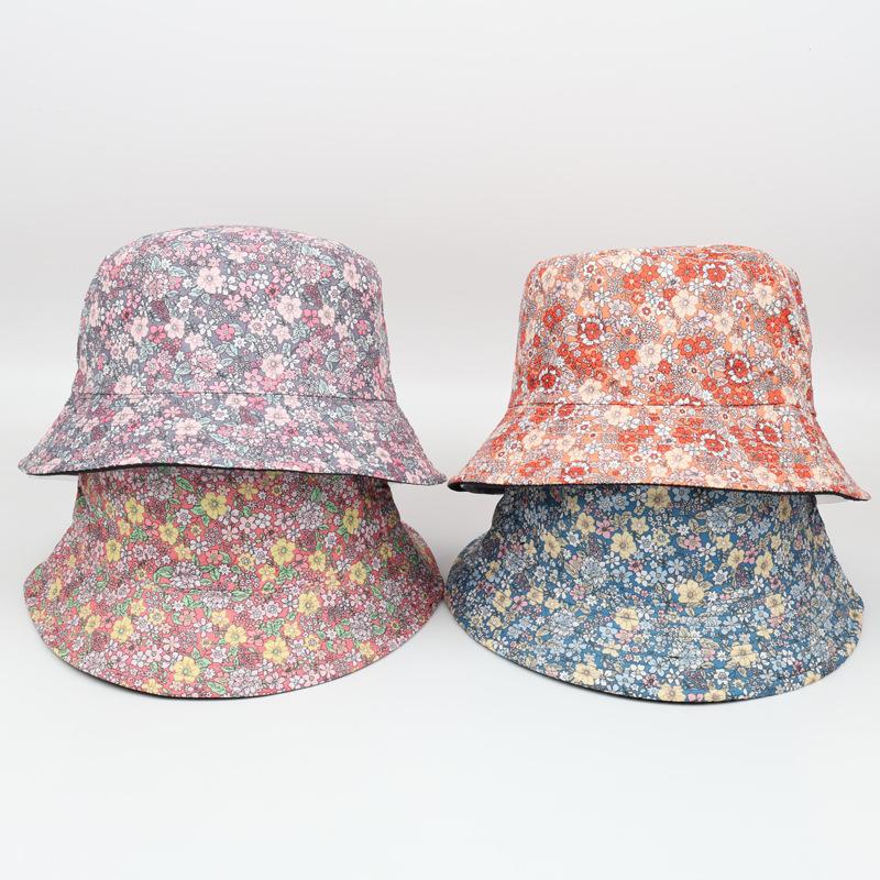 Zealous Sole Women's Small Floral Double-Sided Fisherman's Hat Retro Japanese-Style Sun Hat For Outdoor Sun Protection Garden Bucket Hat