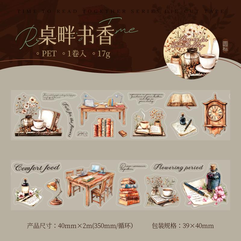 1pcs DIY Decoration Adhesive Tapes Japanese Reading Time Together Washi Tapes Masking Tapes Stickers Stationery