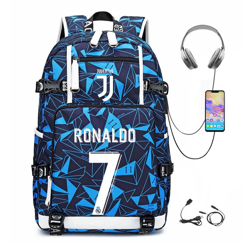 Football Star Cr7 Peripheral Personality Print Youth Backpack Large Capacity Leisure Travel Bag