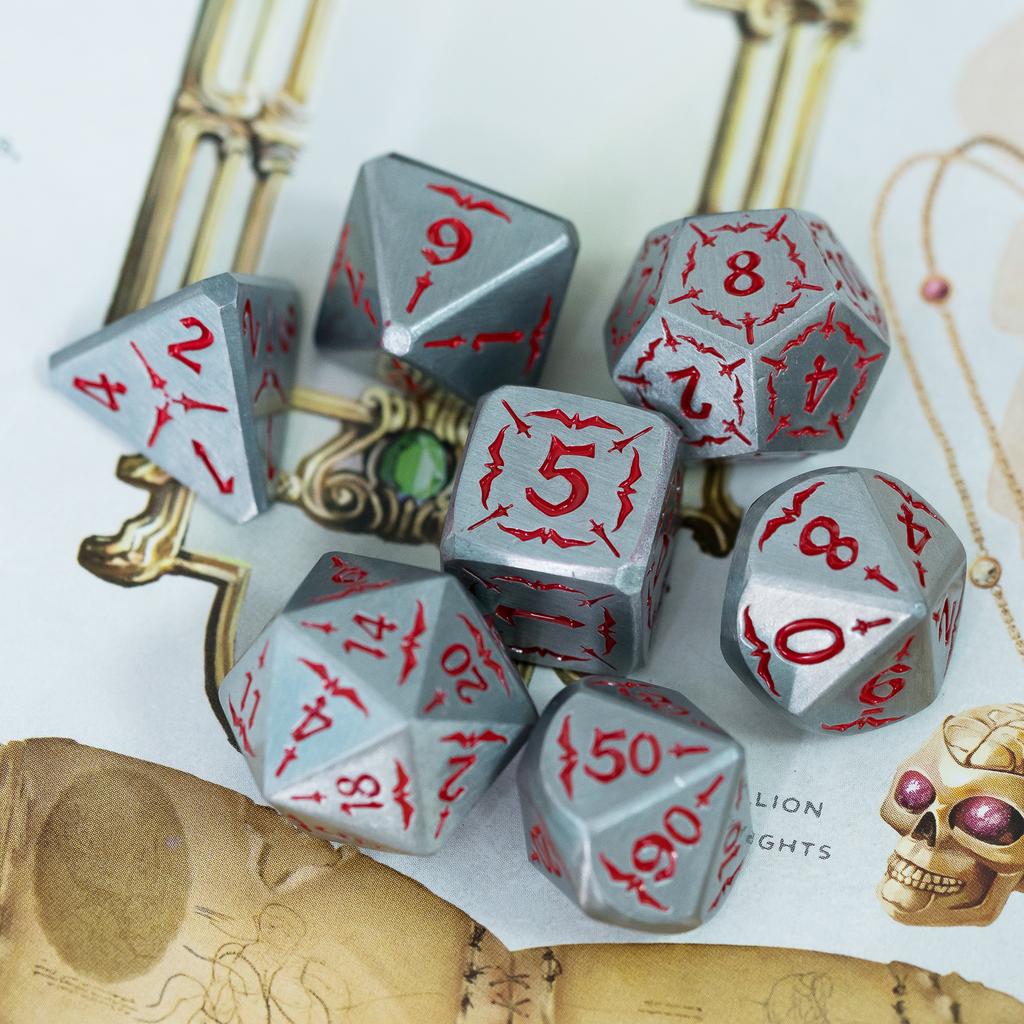 Cusdie Eagle Metal D&D Dice Dungeons and Dragon 7Pcs D4-D20 Polyhedral Dice Set for Pathfinder Role Playing Game Board Games
