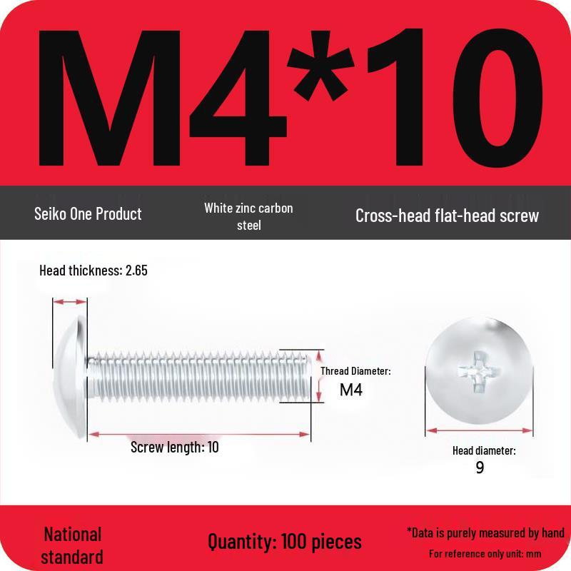 White Zinc M3-M6 Phillips Flat Head, Pan Head, and Mushroom Head Machine Screws