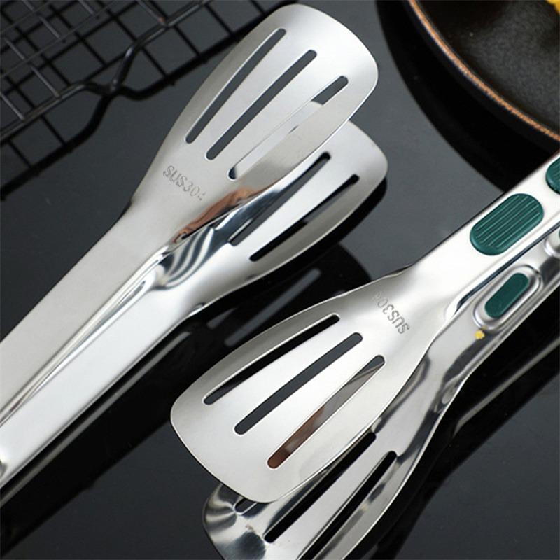Non-Slip Stainless Steel Food Tongs Meat Bread Clip Barbecue Grill Buffet Clamp Cooking Tools Kitchen Accessories Silicone Handle Tongs