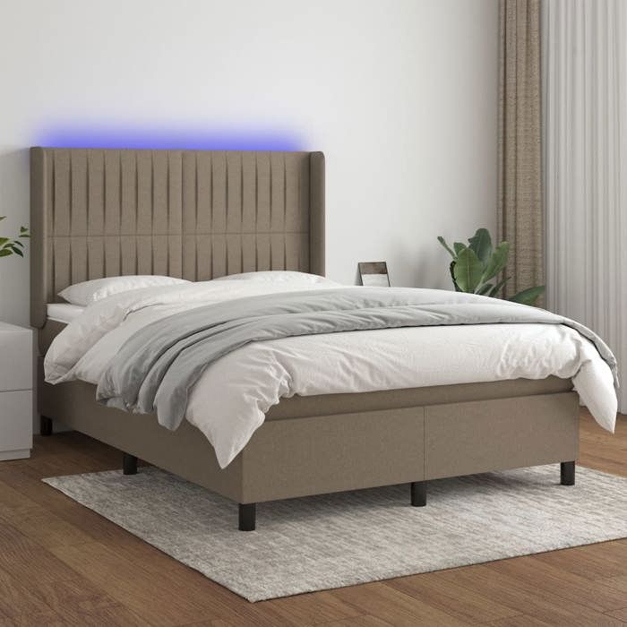 VidaXL Slat Bed Base with Mattress and LED, Upholstered Bed, Double Bed, Adult Bed for Interior Bedroom, 3138481