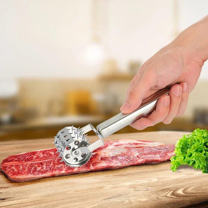 Professioneller Fleischzartmacher Hackroller Edelstahl für Steak Schweinefleisch Klopfer Küchenwerkzeug