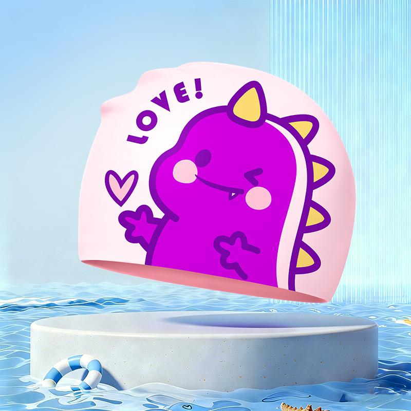 New Children's Cartoon Swimming Cap Cute Dolphin Waterproof Ear Protection Swimming Caps Kids Hot Spring Swimming Equipment