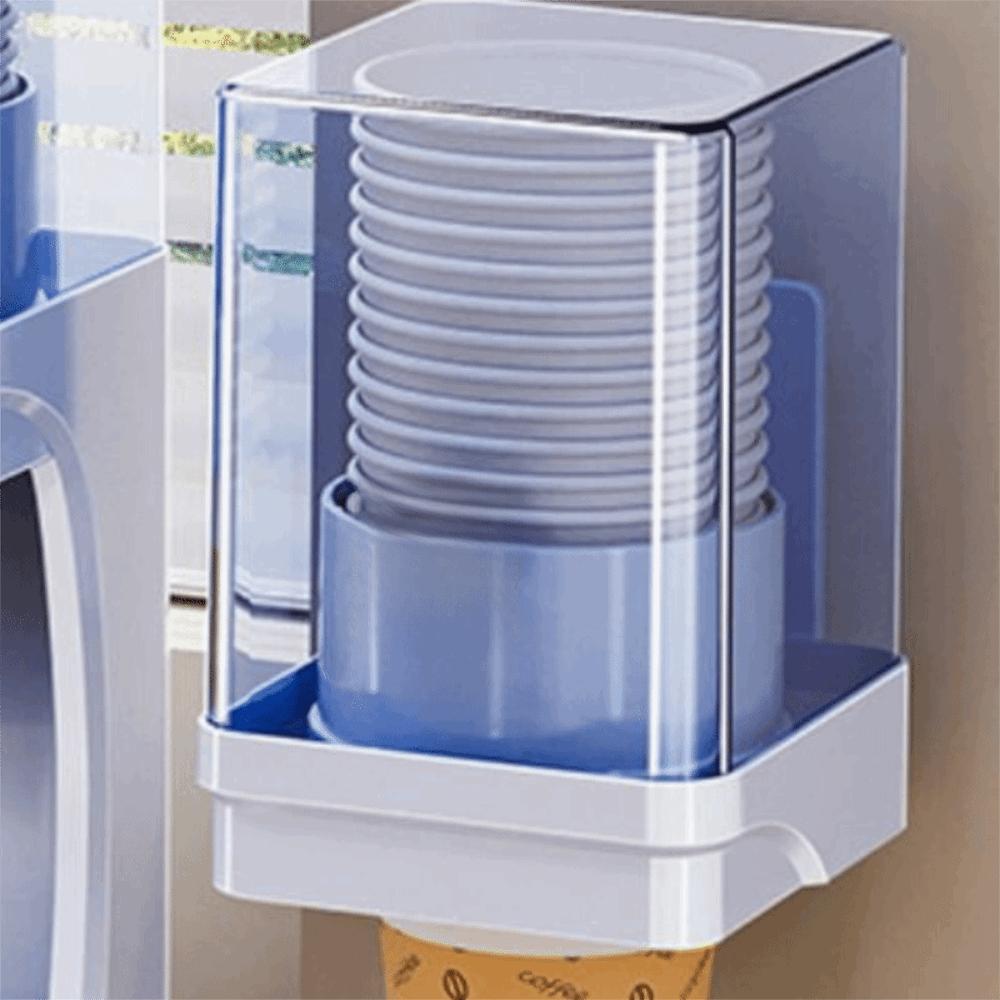Wall-mounted Disposable Cup Storage Rack Countertop Space Saving Paper Cup Dispenser No-drill Installation Plastic
