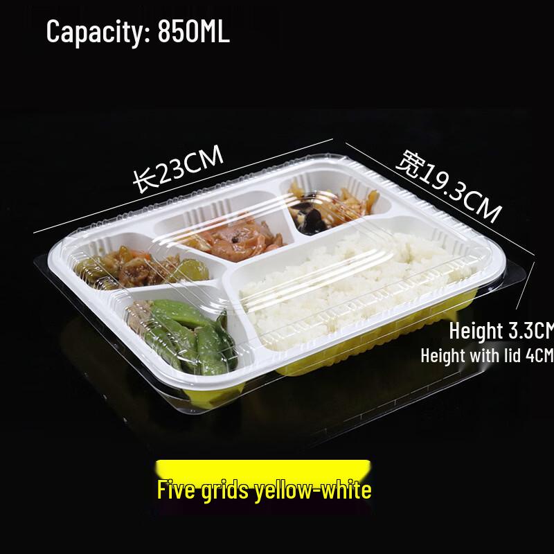 Handun 5-Compartment Disposable Food Containers with Lids