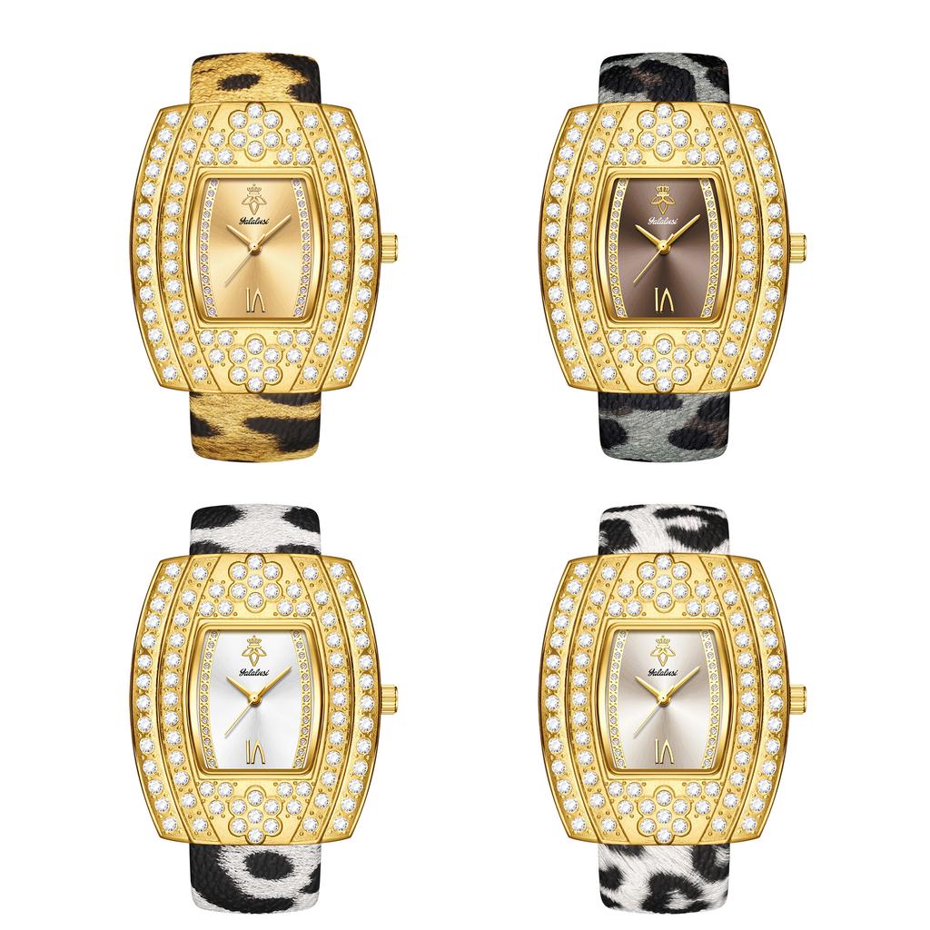 YaLaLuSi Marke Retro Damen-Quarz-Uhr Leopardenarmband Stilvoll und Wild Kostenloses Wischtuch Geschenkbox