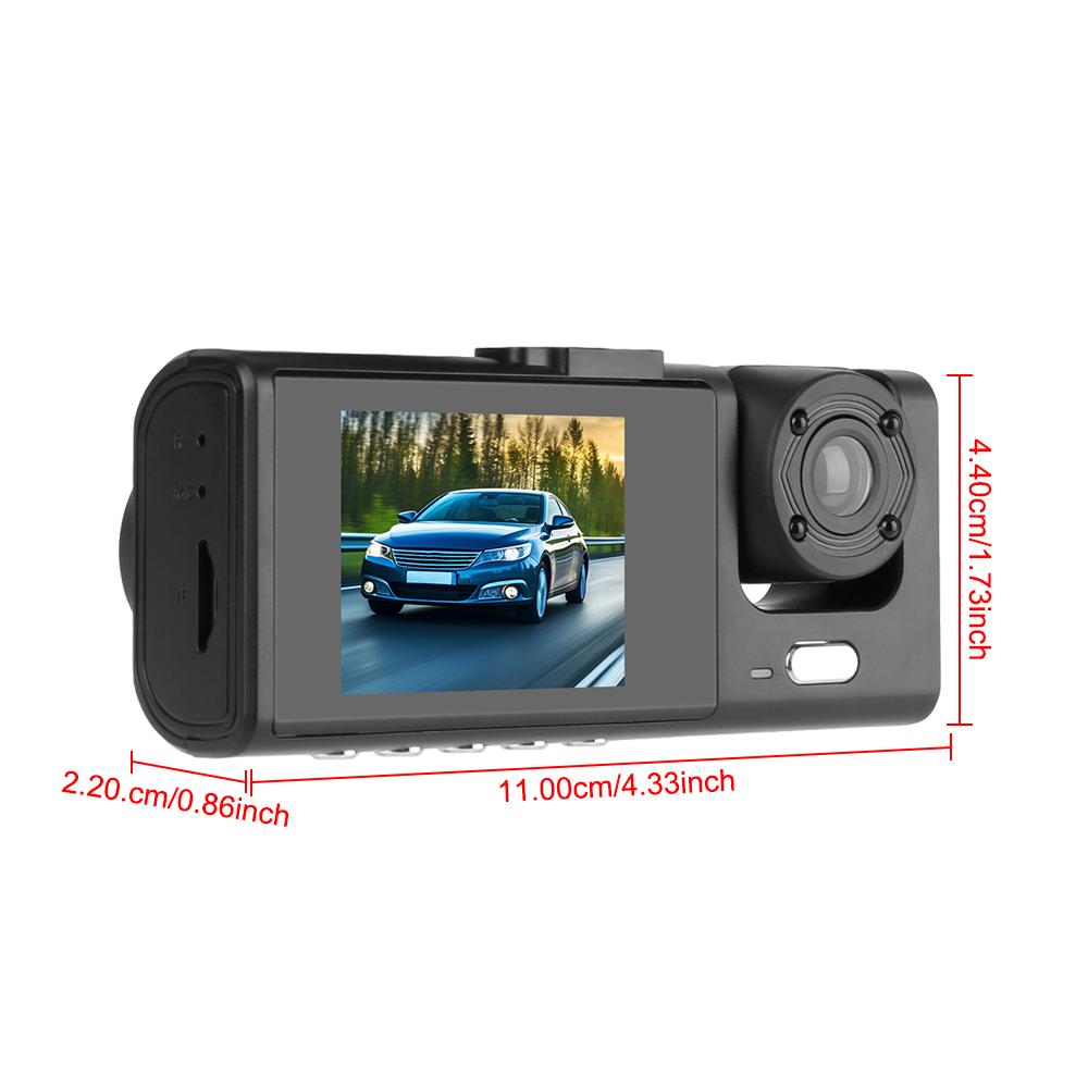 Universal Interior Monitor HD 1080P 12V Auto Accessories 3 Lens Driving Video Recorder 2 Inch Screen Car DVR Dash Cam Rearview Camera
