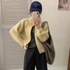 Autumn and winter new wear long-sleeved zipper knitted cardigan top women's small solid color lazy sweater jacket