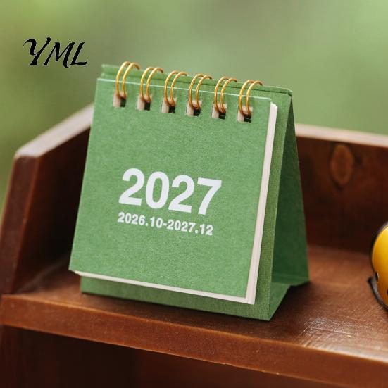 Kompakter Tischkalender für Zuhause, Mini-Schreibtisch 2026-2027, Okt 2026 bis Dez 2027, Stehend, zum Umblättern, Kleines tragbares Schreibtisch-Dekorationsobjekt-Kalender, 14 Monate