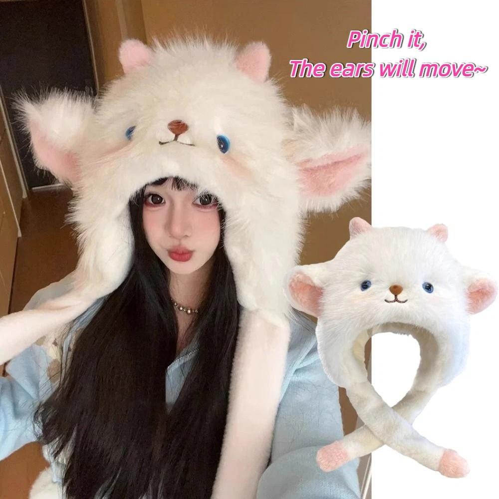 Windproof Lamb Ears Warmer Hat Anti-cold Fluffy Ear Protection Cap Cute Winter Plush Hat Daily