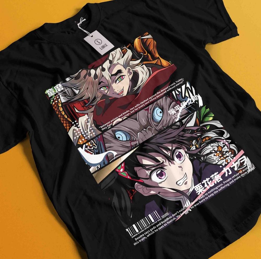 

Demon Slayer Shirt Doma Upper Moon 2 Tshirt Zenitsu T-Shirt Akaza Muzan Tanjiro S