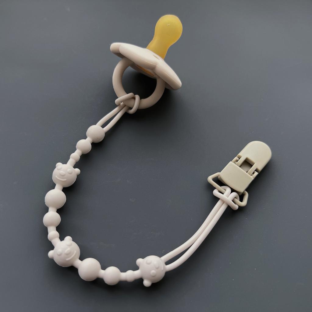 Practical Silicone Pacifier Chain Bear Pattern Pacifier Clip Food Grade Silicone Baby Pacifier Clip for Teething Infants