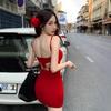 South East Asia Sexy Backless Butterfly Red Suspender Dress Female Xia Chun Wants To Close the Waist and Show the Figure